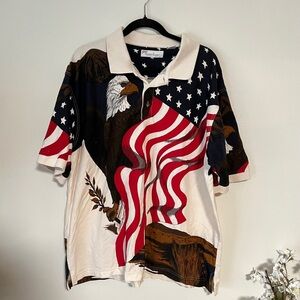 American Summer Men’s all over print eagle flag polo shirt size XXL